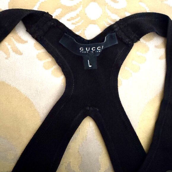 GUCCI Tom Ford Stretch Ribbed Knit Racerback Criss Cross Tank Top S/S 1998 Sz L - Picture 2 of 6